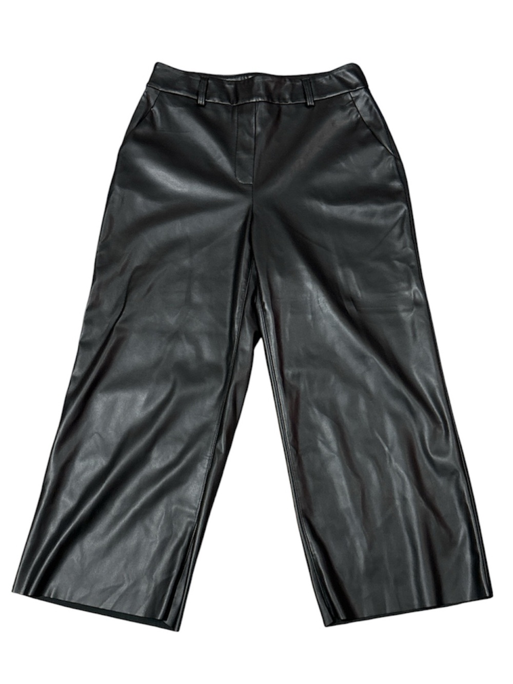 I Love Tyler Madison iltm Cropped Vegan Leather Wide Leg Pants